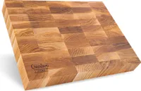 Creative Home Eiche-Hackklotz | 32 x 24 x 4 cm | Hack-Block aus Natur-Eichenholz | Großer Professioneller Metzger-Block | Massiver Schneidebrett