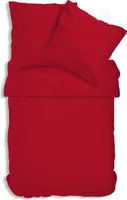 Uni Renforce Bettwäsche 135x200 cm oder 155x220 cm Baumwolle mit Reißverschluss, Farbe:rot, Größe:2 teilig 135x200 cm