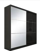 BEAUTYSOFA Schrank mit Schwebetüren VIVA 200cm - Kleiderschrank mit Schubkasteneinsätze & Kleiderstangen (Schwarz)