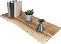 Holzplatte Akazienholz natur massiv 90x30 cm Holzbrett einseitige Baumkante ARYA