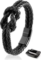 SERASAR | Leder Knotenarmband für Frauen [Knot] | Magnetverschluss aus Edelstahl | Farbe: Schwarz | Länge: 16cm