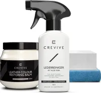 CREVIVE Lederreiniger 250 ml & Leder Reparatur Set Neutral 300 ml - Lederpflege Auto - Lederreparatur Sofa - Autositz Reparatur
