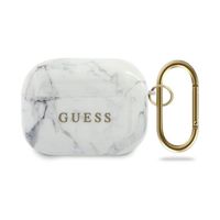 Guess Apple Airpods Pro Cover White Marble Collection Ochranné puzdro kryt držiak