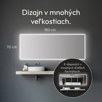 Kúpeľňové zrkadlo s osvetlením TALOS Moon LED kúpeľňové zrkadlo 180x70 cm - odolné proti vlhkosti vďaka hliníkovému rámu - svetlá farba neutrálna biela