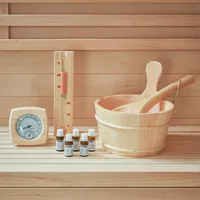 HOME DELUXE - Akcesoria do sauny 10 szt - Q PREMO - w tym wiadro do sauny, chochla do sauny, klepsydra, termometr i higrometr