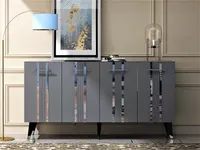 Skye Decor, Asel - antracit, stříbrná, skříňky do obývacího pokoje, antracit, 150 x 80 x 40 cm