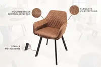 riess-ambiente Retro Stuhl PALERMO vintage hellbraun mit Armlehne und Ziersteppung Armlehnstuhl Esszimmerstuhl Konferenzstuhl