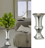 Bodenvase silber glänzend H25cm Steinzeug Blumenvase Dekovase Steingut-Vase