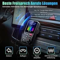 Bluetooth Adapter Auto, Starkes Mikrofon FM Transmitter Bluetooth Auto-Adapter USB, mit 1,8-Zoll-Farbbildschirm, QC3.0-Lade, Höhen- und Bassmusik-Player