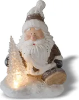 Weihnachtsdeko Weihnachtsmann mit LED beleuchtetem Tannenbaum, Leuchtfigur für Weihnachten