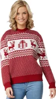 Weihnachtspullover Winterwunderland rot-weiß für Frauen - XL
