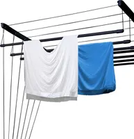 Suszarka podsufitowa 7x200 cm czarna wytrzymała regulowana