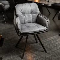 riess-ambiente Drehbarer Design Stuhl MR. LOUNGER anthrazit grau Microfaser Flachgewebe mit Armlehne Retro Stil Drehstuhl Esszimmerstuhl Essstuhl