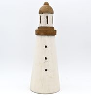 28 cm mit Fischernetz  und Muschel zur Dekoration Leuchtturm aus Holz ca 