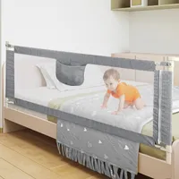 Bettgitter 200cm Bettschutzgitter Kinderbettgitter Babybettgitter Rausfallschutz für Bett Grau