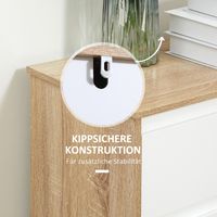 kleankin Badschrank Badezimmerschrank mit Verstellbares Regal Standschrank mit 3-stufigen offenen Regal Schrank Schublade Umschlagdesign platzsparend MDF Naturholz+Weiß 32,6x30x171,2 cm 