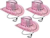 Rosa Pailletten Cowgirl-Hut (3 Stück)