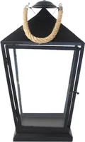 Esschert Design Laterne Schwarz mit Tau Größe M 45,6 cm - Metall & Glas