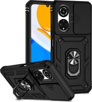 Honor X7 Hülle mit Schiebe Kamera Schutz und Ringhalter Ständer Robust Rüstung Schutzhülle für Honor X7