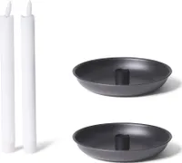 Novaliv 2er-Set Stabkerzenhalter 18cm Metall SCHWARZ Kerzenhalter mit LED-Stabkerzen für  Adventskranz Premium Echtwachs Tafelkerzen Weihnachtsdekoration candle holder Kerzenpick Kerzenteller