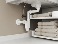 Aqua Bagno Raumsparsiphon  Siphon für Badmöbel - DN32 - Kunststoff weiß