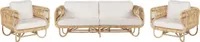 BELIANI Gartenmöbel Set Beige natüriches Rattan Baumwolle mit Kissen 4-Sitzer Terrasse Garten Outdoor Modern