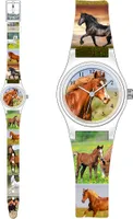 Armbanduhr Mädchen Uhr Kinder Pferd Brauner Geschenk analog quarz