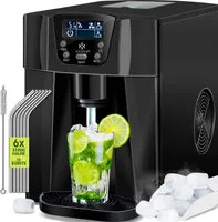 KESSER® Eiswürfelbereiter | Eiswürfelmaschine Edelstahl | 100W  Ice Maker | 12 kg 24 h | 2 Würfelgrößen | Zubereitung in 6 min | 2 Liter Wassertank | Timer | LCD-Display | Wassertank
