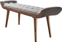 Tkanina na lavičke / lavička z masívu šedá 125x51x38 cm dizajn chesterfield | Wohnling