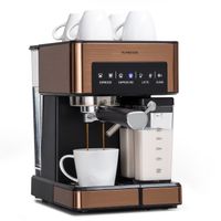 Klarstein, espresso kávovar s portafiltrom s napeňovačom mlieka, 1,8 l mini espresso kávovar s portafiltrom, 20 barový malý kávovar z nehrdzavejúcej ocele, 0,5 l nádrž na mlieko, 1 350 W kávovar na mletú kávu