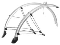 M-Wave Schutzblech-Set für Vorder- und Hinterrad aus flexiblem Kunststoff (silber/28 Zoll 45 mm)