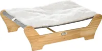 PawHut Katzenbett mit Gestell Hängematte für Katzen erhöhtes Katzennest mit weichem Kissen Kiefernholz Natur 68 x 43 x 20 cm