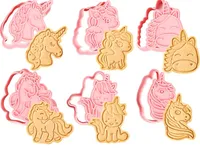GKA 6 Stück 3D Ausstechformen Einhorn Keksausstecher Plätzchenausstecher Stempel Plätzchen Kekse Ausstecher