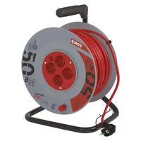 EMOS Profi-Kabeltrommel, 50m Kabel mit 4 Steckdosen, 1,5 mm Schuko, Spezialkunststoff, Einsatz im Innenbereich, P09250