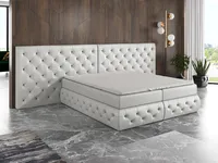 Boxspringbett OSK 180x200 mit 2 Bettkästen, Bonell-Matratze und Topper. Farbe: Weib.