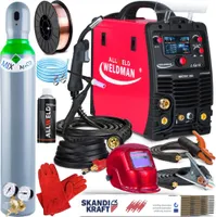 MIGTEC 200 LCD - 200A Synergetisch 3 in 1 Schweißgerät MIG MAG, WIG und MMA - Mit Induktivität und Lötschweißen - Set Professional-Plus