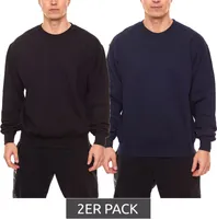 2er Pack FRUIT OF THE LOOM Herren Rundhals-Pullover Basic Baumwoll-Sweater Gewicht: 280gm/m² Schwarz/Navy, Größe:L