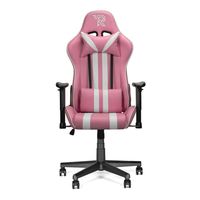 Ranqer Felix Gaming Stuhl - Verstellbare Armlehnen - Verstellbare Rückenlehne und Kissen - Ergonomischer Gaming Stuhl - Stabiles Nylon Gestell - Rosa / Weiß