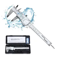 Intirilife Digitaler Messschieber in SILBER – 150mm / 6 Zoll IPX54 Wasserdichte Edelstahl Schieblehre Hochpräzises Profi-Messgerät mit LCD-Display für Abstände, Tiefenmaß und Durchmesser
