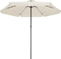 KINGSLEEVE® Sonnenschirm LED Beleuchtung UV Schutz 80+ Solar Schutzhülle 330cm Groß Kurbel Volant Balkon Terrasse Gartenschirm Marktschirm Creme