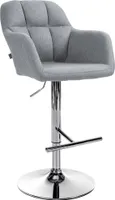 CLP Barhocker Natoma Stoff I Thekenhocker für Bar mit Gepolsterter Sitzfläche,grau Metall in Chromoptik