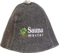 Saunahut grau mit Stickerei "Sauna Master" Filzkappe für Sauna Saunamütze H - 26 cm