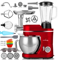 Lehmann Mastic, Küchenmaschine, Fleischwolf, Mixer, 3 in 1, 1300 W, 6 Geschwindigkeiten, 5 l Schüssel, 550x415x215, 7 kg, rot