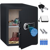 KESSER® Elektr. Tresor mit Fingerabdruck | Inkl. Batteriebox | Elektronischer Safe | 3x Doppelbolzenverriegelung | Boden Wandtresor | Möbeltresor | Beleuchtung | Panzerschrank Zahlenschloss