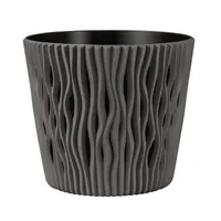 ProsperPlast Sandy Round Plastic Round Planter in Grau (L) x 15,8 (B) x 13,8 (H) cm