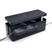 ACROPAQ Kabelbox - ganz einfach Kabel verstecken und Steckdosen verstecken, Groß (40,6 x 13,4 x 15,6 cm), Wasserfest, Rutschfest, Kabelmanagement ohne Kabelsalat mehr - Schwarz / Groß