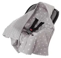 Kuscheldecke für babys, Einschlagdecke, Baumwolle, 85x85, weiße Sterne mit grauen Minky