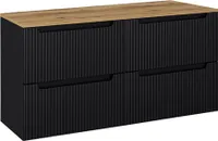 Doppelwaschtisch-Unterschrank 120cm, in schwarz mit Eiche, NEWPORT-56-BLACK