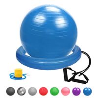 Glamexx24 Weich Gymnastikball Dick Anti-Burst Sitzball Peziball Swissball Fitnessball Ballpumpe, Ballschale, Widerstandsbändern, Mini Pilates Ball Yogaball-Farbe: Blau Set -Größe: 75cm