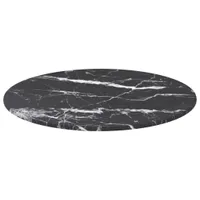 vidaXL Tischplatte Schwarz Ø40x0,8 cm Hartglas in Marmoroptik